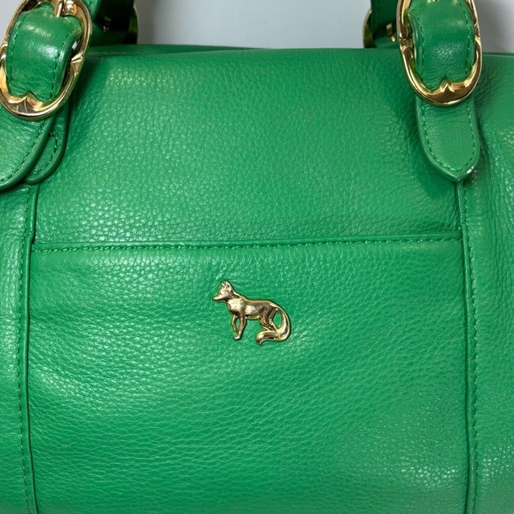 Emma Fox Satchel Leather Purse Green Gold Hand Strap Doctor’s Style Crossbody - Picture 10 of 12